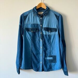 *SOLD* Patchwork denim shirt, size small